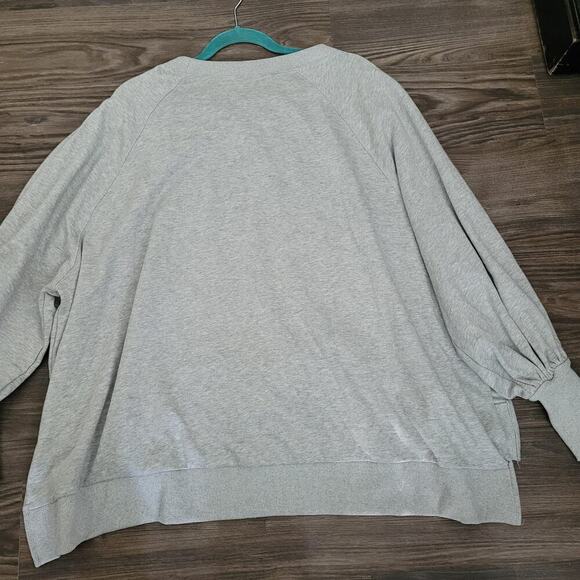 Fantastic Fawn Womens Sweatshirt M Gray Cotton Smile Logo Oversized Long Sleeve - Picture 2 of 9